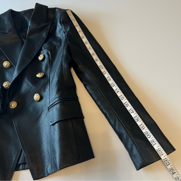 Faux Leather double breasted fitted blazer jacket, size XS/S, NWOT - Picture 10 of 16